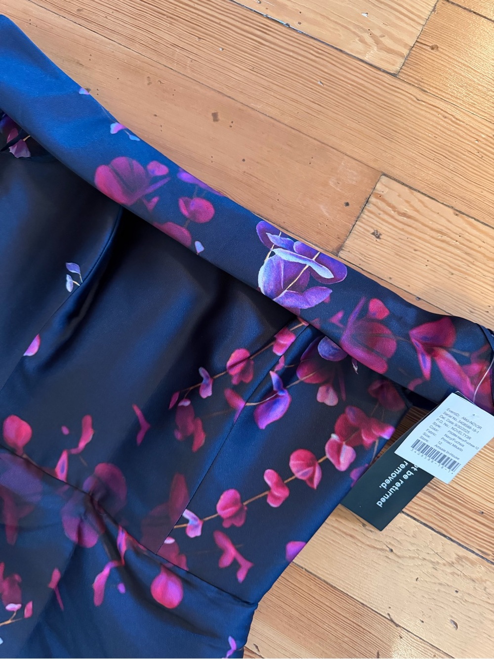 Amsale Printed Mikado Off-The-Shoulder Mermaid Gown New 12 Navy Fuschia Dress - Picture 2 of 5